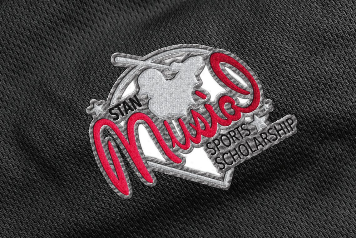 Stan Musial Sports Scholarship logo embroidered on fabric