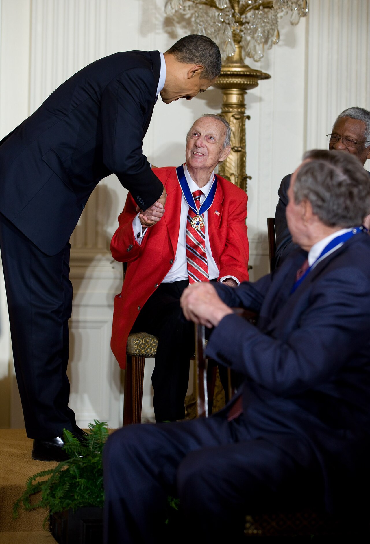 Stan Musial greeting President Barack Obama